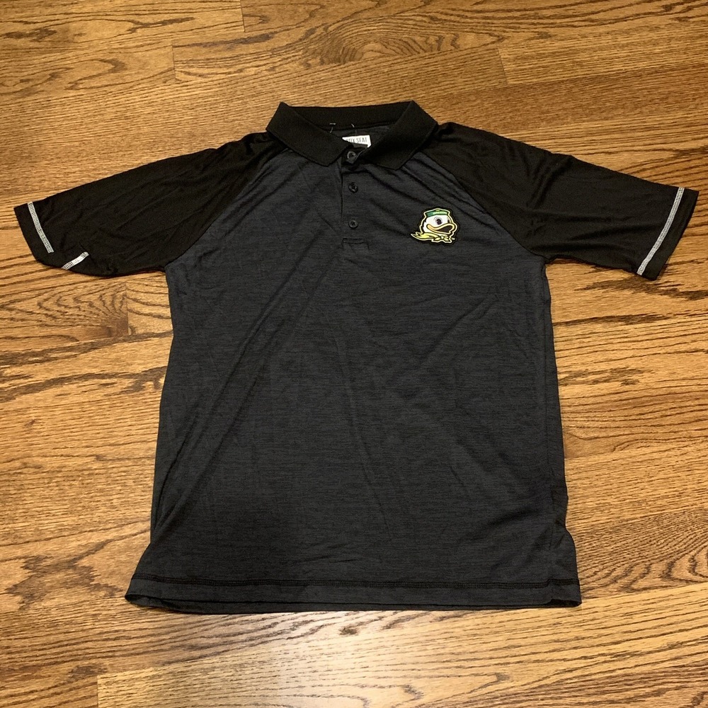 Box Seat Clothing Black Embroidered Oregon Ducks Men's Polo Shirt Size Medium